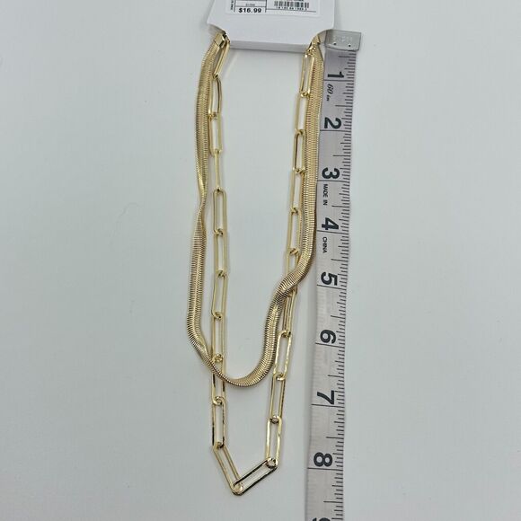 Sugarfix By Baublebar Necklace Omega Chain Link Layered Gold Tone - Picture 8 of 10